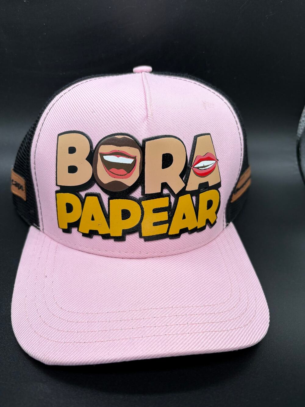 Bora Papear Japa Caps Pink Black Trucker Hat 3D Graphic Snapback